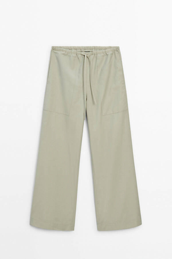 Drawstring poplin jogger pants. - 5