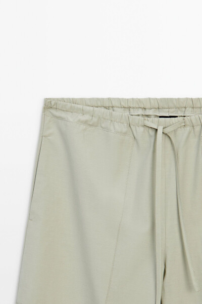 Drawstring poplin jogger pants. - 6