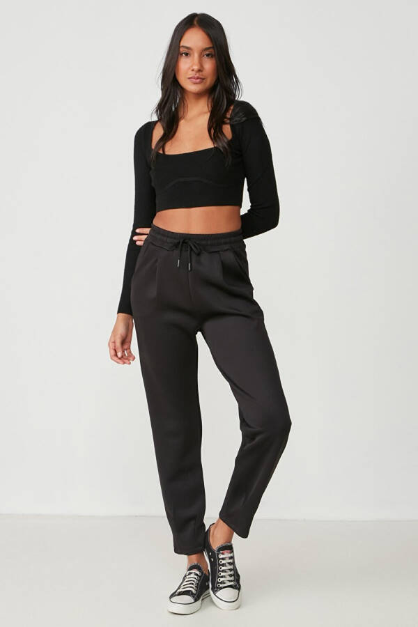 Drawstring Waist and Cuffed Sweatpants 810 Black - 3