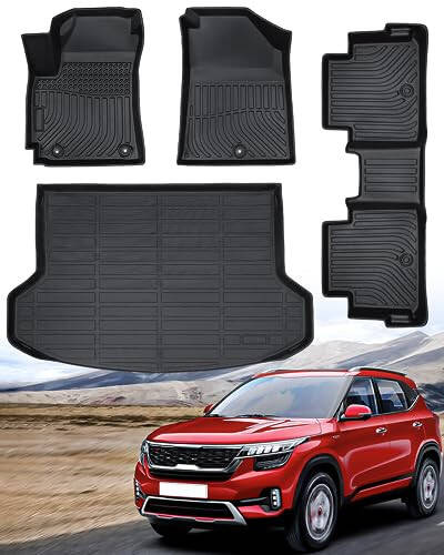 DrCarNow Floor Mats for Kia Seltos, 2021 2022 2023 for Kia Seltos Floor Mat(Except SX Turbo Models), All Weather Rubber Car Mats Full Set Floor Mats & Trunk Mats Behind 2nd Row in Upper Position - 1