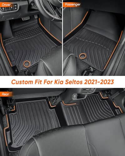 DrCarNow Floor Mats for Kia Seltos, 2021 2022 2023 for Kia Seltos Floor Mat(Except SX Turbo Models), All Weather Rubber Car Mats Full Set Floor Mats & Trunk Mats Behind 2nd Row in Upper Position - 3