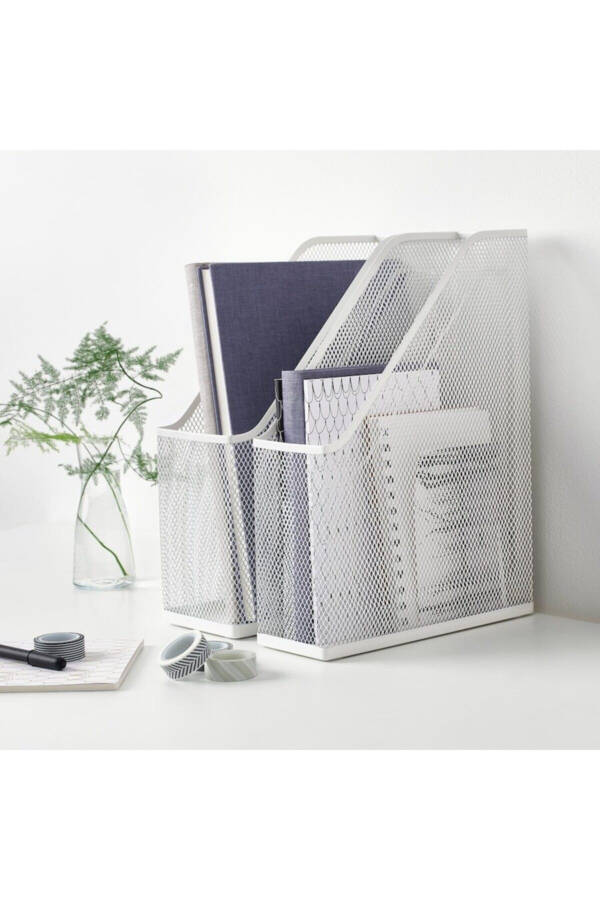 Drönjöns 2-Piece Set File Steel Filing Magazine Document Shelf Box Folder - 15