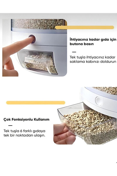 Dry Food and Legumes Organizer 360° Rotating 6 Compartment Airtight Storage Container 6 Lt - 10