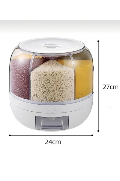 Dry Food and Legumes Organizer 360° Rotating 6 Compartment Airtight Storage Container 6 Lt - 11