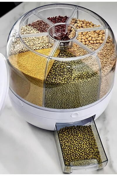 Dry Food and Legumes Organizer 360° Rotating 6 Compartment Airtight Storage Container 6 Lt - 14