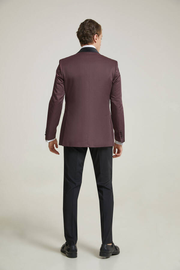 Ds Damat Slim Fit Bordo Jakar Desenli Damatlık & Smokin Takım Elbise - 15