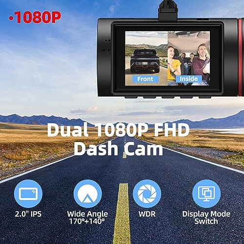 Dual Dash Cam Front and Inside with 64GB Card, Milerong X25 1080P Dash Camera for Cars with Infrared Night Vision, Loop Recording, G-Sensor, 24H Park Monitor, Inside Car Camera for Uber/Lyft/Taxi Driver - 3