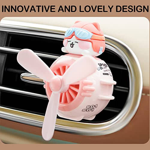 DUHKHAS 2 Pieces Car Air Fresheners, Cute Bear Pilot Car Diffuser, Propeller Air Outlet Vent Fresheners, Car Perfume Suitable for Car Interior Decoration (Cat+Duck) - 4