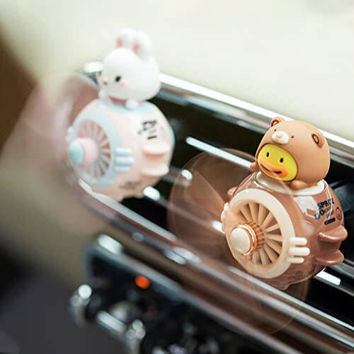 DUHKHAS 2 Pieces Car Air Fresheners, Cute Rabbit and Cat Pilot Car Diffuser, Propeller Air Outlet Vent Fresheners, Car Perfume Suitable for Car Interior Decoration (Cat+Rabbit) - 5