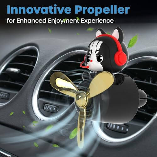 DUHKHAS Pilot Car Air Freshener, Cute Cat Car Vent Clip Air Freshener with 4 Fragrant Tablets Automotive Air Outlet Fan Diffuser, Car Interiors Vent Decoration (Pilot Cat) - 4