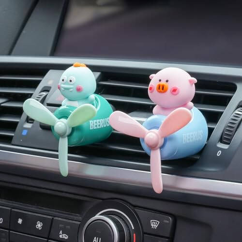 DUHKHAS Pilot Car Air Freshener, Cute Dino Car Vent Clip Air Freshener with 4 Fragrant Tablets Automotive Air Outlet Fan Diffuser, Car Interiors Vent Decoration (Pilot Dino) - 3