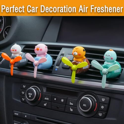 DUHKHAS Pilot Car Air Freshener, Cute Dino Car Vent Clip Air Freshener with 4 Fragrant Tablets Automotive Air Outlet Fan Diffuser, Car Interiors Vent Decoration (Pilot Dino) - 4