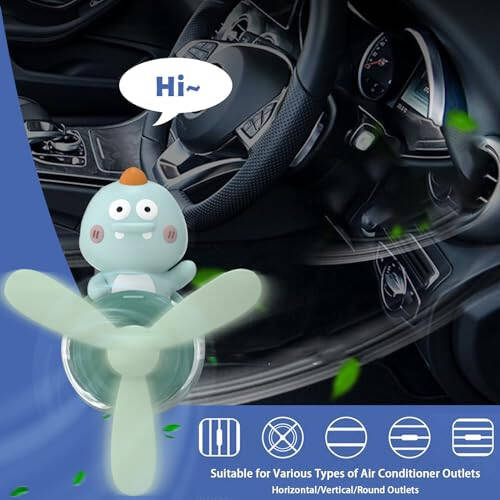 DUHKHAS Pilot Car Air Freshener, Cute Dino Car Vent Clip Air Freshener with 4 Fragrant Tablets Automotive Air Outlet Fan Diffuser, Car Interiors Vent Decoration (Pilot Dino) - 5