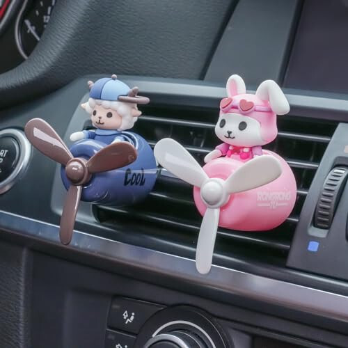 DUHKHAS Pilot Car Air Freshener, Cute Rabbit Car Vent Clip Air Freshener with 4 Fragrant Tablets Automotive Air Outlet Fan Diffuser, Car Interiors Vent Decoration (Pilot Rabbit) - 3