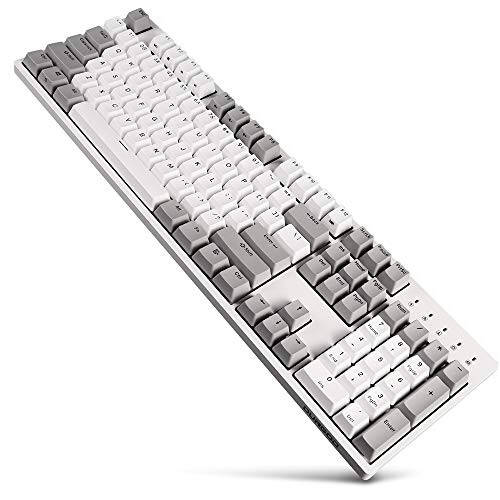 DURGOD Mechanical Gaming Keyboard Cherry MX Red Switches Type C Interface Tenkeyless 104 Keys (with Dust Cover) for Gamer/Typist White,ANSI/US - 1