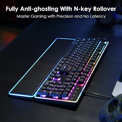 DURGOD TGK021 Mechanical Gaming Keyboard, 104 Keys Wired Keyboard with Magnetic Wrist Rest, RGB Backlit, Hot Swappable Tactile Brown Switch for PC/Mac/Laptop, Fully Anti-ghosting, Multimedia Keys - 6