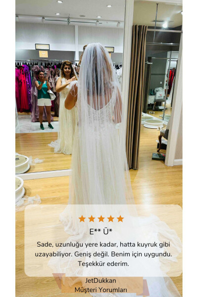 Duvak Sade 2.5 Boy 3 Metre En Oval Kesim - Gelin Gelinlik İçin, Nikah, Duvağı, tül, Kırık Beyaz - 4