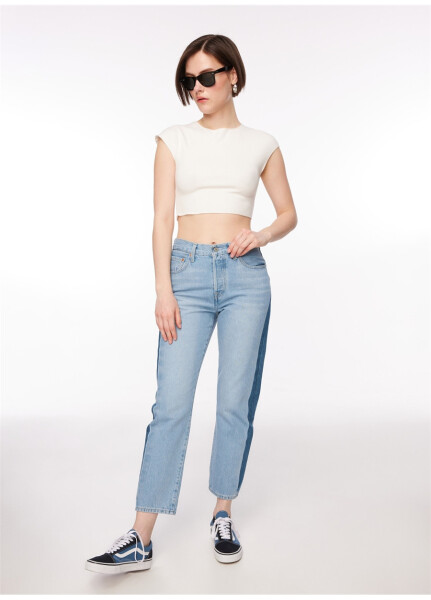 Джинсы Levi's 501 Crop светло-голубого цвета с высокой талией для женщин NEVER FADE - 11