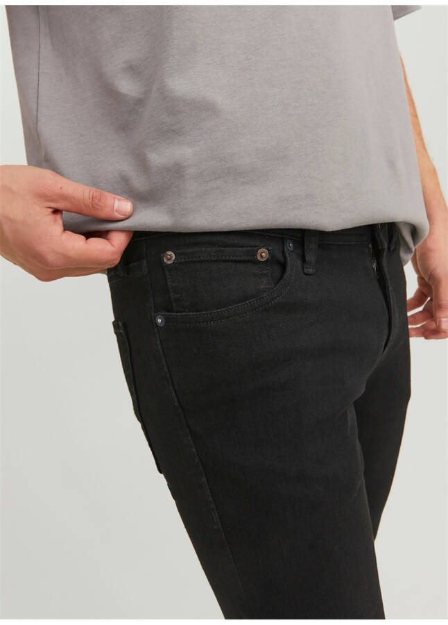 Джинсы мужские Jack & Jones 12237365_JJILIAM JJORIGINAL MF 773 черные, заниженная талия, skinny fit - 11