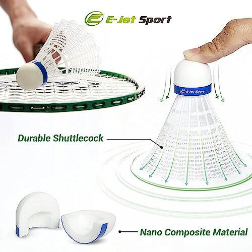 E-jetSport Badminton Ağı Açık Hava Oyun Seti, Çocuklar ve Aile İçin Raketler ve Volanlar Kombosu, Taşınabilir, Alet Gerektirmez - Bahçe Antrenmanı, Plaj, Park, Piknik Oyunları, Yeşil - 5