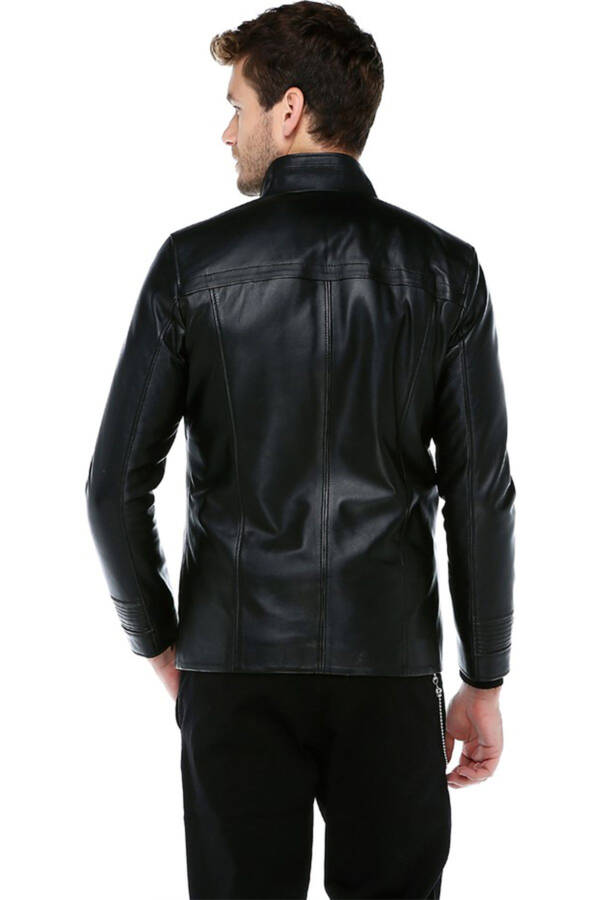 E1081 Genuine Leather Men's Jacket Black - 18