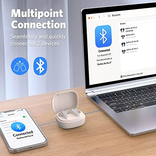 EarFun Air Pro 3 Gürültü Önleyici Kablosuz Kulaklıklar, Qualcomm® aptX™ Adaptatif Ses, 6 Mikrofonlu CVC 8.0 ENC, Bluetooth 5.3 Kulaklıklar, Çoklu Bağlantı, 45 Saatte Çalma Süresi, Uygulama Özelleştirilebilir EQ, Yulaf Beyazı - 5