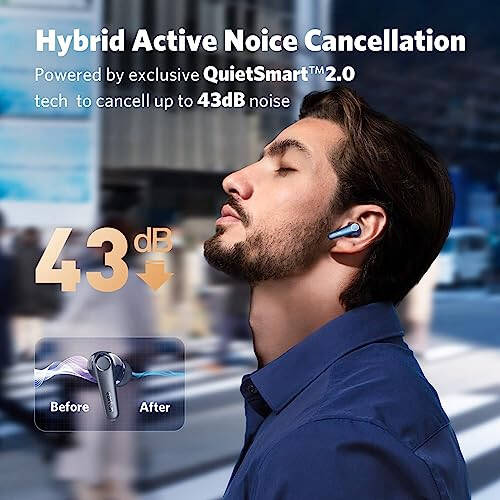 EarFun Air Pro 3 Noise Cancelling Wireless Earbuds, Qualcomm® aptX™ Adaptive Sound, 6 Mics CVC 8.0 ENC, Bluetooth 5.3 Earbuds, Multipoint Connection, 45H Playtime, App Customize EQ, Blue - 3