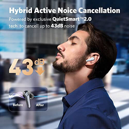 EarFun Air Pro 3 Noise Cancelling Wireless Earbuds, Qualcomm® aptX™ Adaptive Sound, 6 Mics CVC 8.0 ENC, Bluetooth 5.3 Earbuds, Multipoint Connection, 45H Playtime, App Customize EQ, Oat White - 3