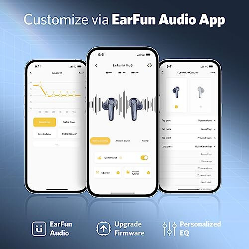 EarFun Air Pro 3 Shovqinni bekor qiluvchi simsiz quloqchinlar, Qualcomm® aptX™ Moslashuvchan ovoz, 6 ta mikrofon CVC 8.0 ENC, Bluetooth 5.3 quloqchinlar, Ko'p nuqtali ulanish, 45 soat o'ynash vaqti, Ilova orqali EQ ni sozlash, Ko'k - 7