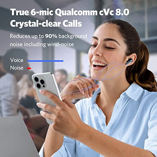 EarFun Air Pro 3 Shovqinni bekor qiluvchi simsiz quloqchinlar, Qualcomm® aptX™ moslashuvchan ovozi, 6 ta mikrofon cVc 8.0 ENC, Bluetooth 5.3 quloqchinlar, ko'p nuqtali ulanish, 45 soat o'ynash vaqti, ilova orqali sozlanadigan EQ, simsiz zaryadlash - 5