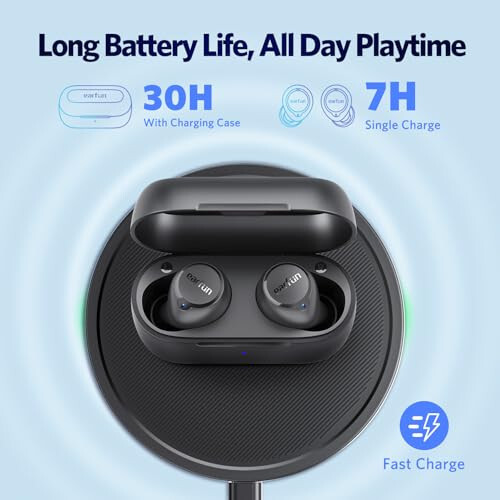 EarFun Free 2S Kablosuz Kulaklıklar, [Geliştirilmiş Sürüm] Derin Baslı Bluetooth Kulaklıklar, Net Çağrı için 4 Mikrofon, Özelleştirilebilir EQ Uygulaması, IPX7 Su Geçirmez Kulak İçi Kulaklıklar, 30 Saat Oynatma Süresi, Kablosuz Şarj - 6