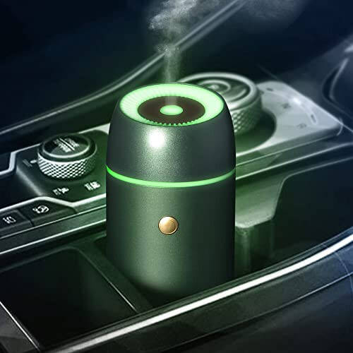 Earnest Living Metal Aluminum Car Diffuser Mini Humidifier Essential Oil Diffuser Car Air Fresheners for Essential Oils Aromatherapy Diffuser 100ml Timers Night Light Auto Off Function USB Green Gift - 1