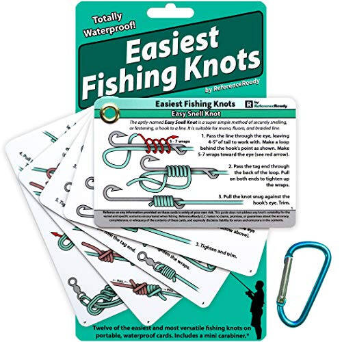 Easiest Fishing Knots - Waterproof Guide to 12 Simple Fishing Knots | How to Tie Practical Fishing Knots & Includes Mini Carabiner | Perfect for Beginners - 1