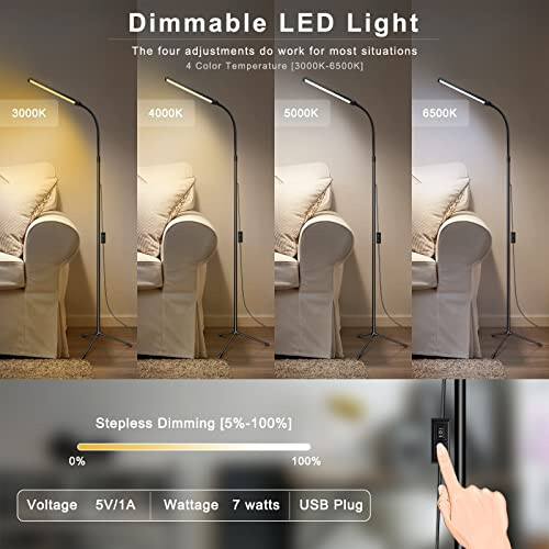 EBEST Led Floor Lamp for Eyelash Extensions Craft Task Floor Standing Light Adjustable Gooseneck Dimmable lash LED Lamp for Facial Spa Salon Makeup - 5