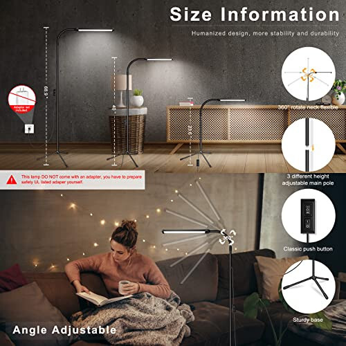 EBEST Led Floor Lamp for Eyelash Extensions Craft Task Floor Standing Light Adjustable Gooseneck Dimmable lash LED Lamp for Facial Spa Salon Makeup - 7