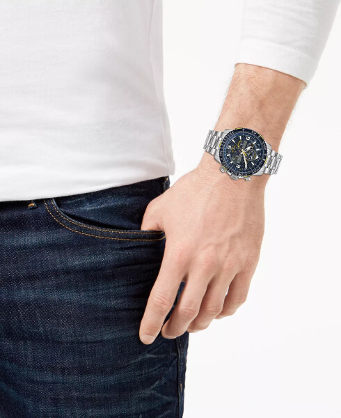 Eco-Drive Erkaklar Analog-Raqamli Promaster Blue Angels Skyhawk A-T Zanglamaydigan Po'lat Bilaguch Soati 46mm Kumush - 8