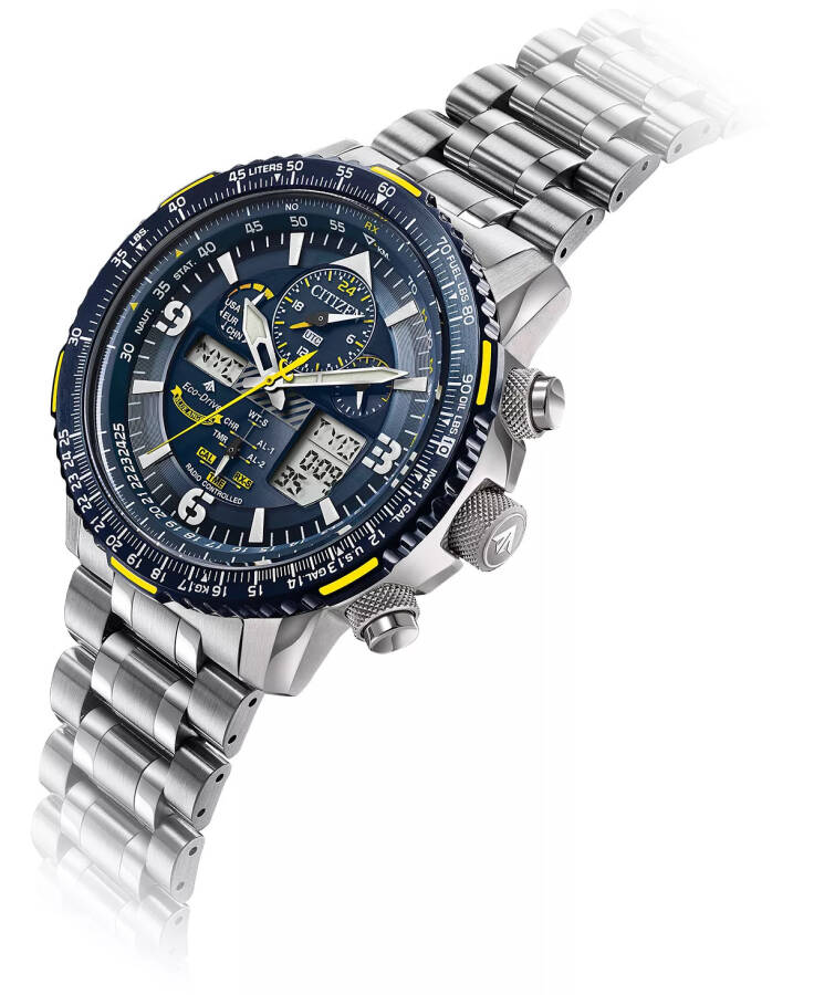 Eco-Drive Erkaklar Analog-Raqamli Promaster Blue Angels Skyhawk A-T Zanglamaydigan Po'lat Bilaguch Soati 46mm Kumush - 9