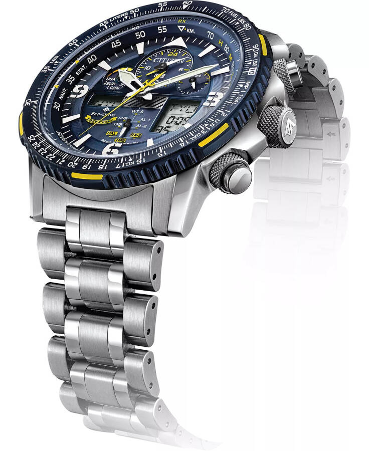 Eco-Drive Erkaklar Analog-Raqamli Promaster Blue Angels Skyhawk A-T Zanglamaydigan Po'lat Bilaguch Soati 46mm Kumush - 10