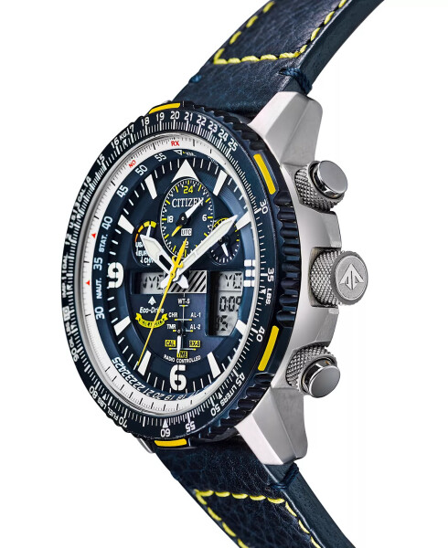 Eco-Drive Erkaklar Analog-Raqamli Xronograf Promaster Blue Angels Skyhawk A-T Ko'k Teri Qayish Soat 46mm Ko'k/Ko'k - 4