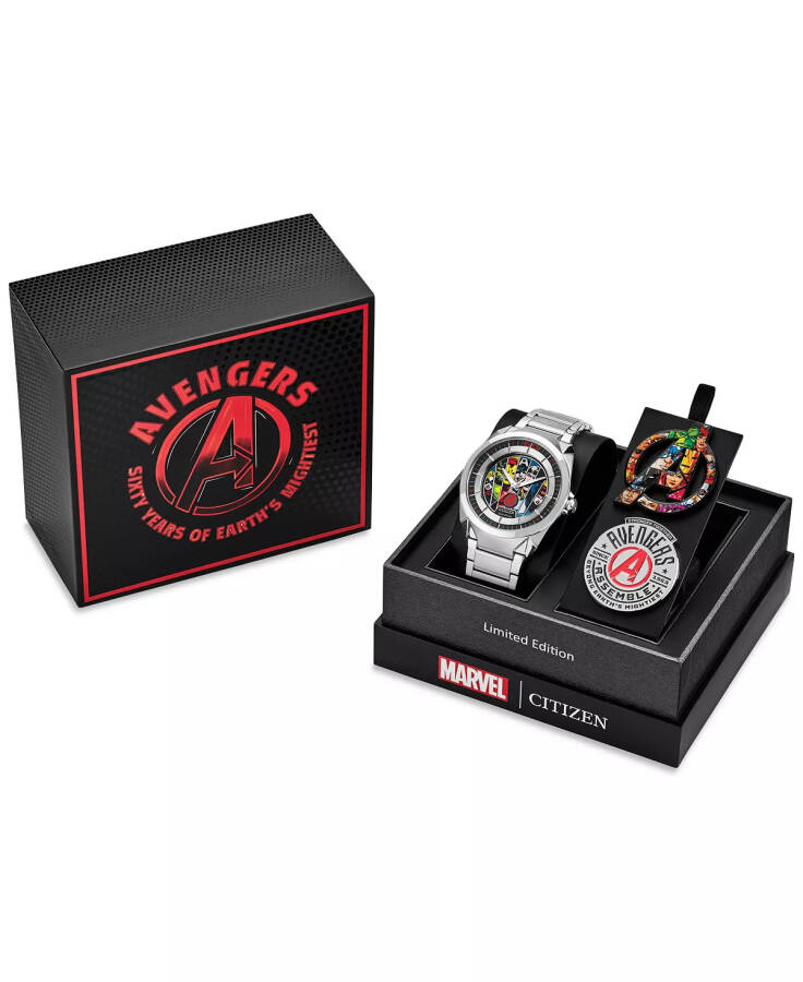 Eco-Drive Erkaklar uchun Marvel Classic Avengers Paslanmaydigan Po'lat Bilaguzuk Soati 43mm Kumush Rang - 2