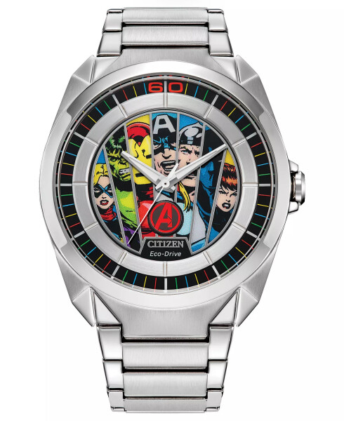 Eco-Drive Erkaklar uchun Marvel Classic Avengers Paslanmaydigan Po'lat Bilaguzuk Soati 43mm Kumush Rang - 4