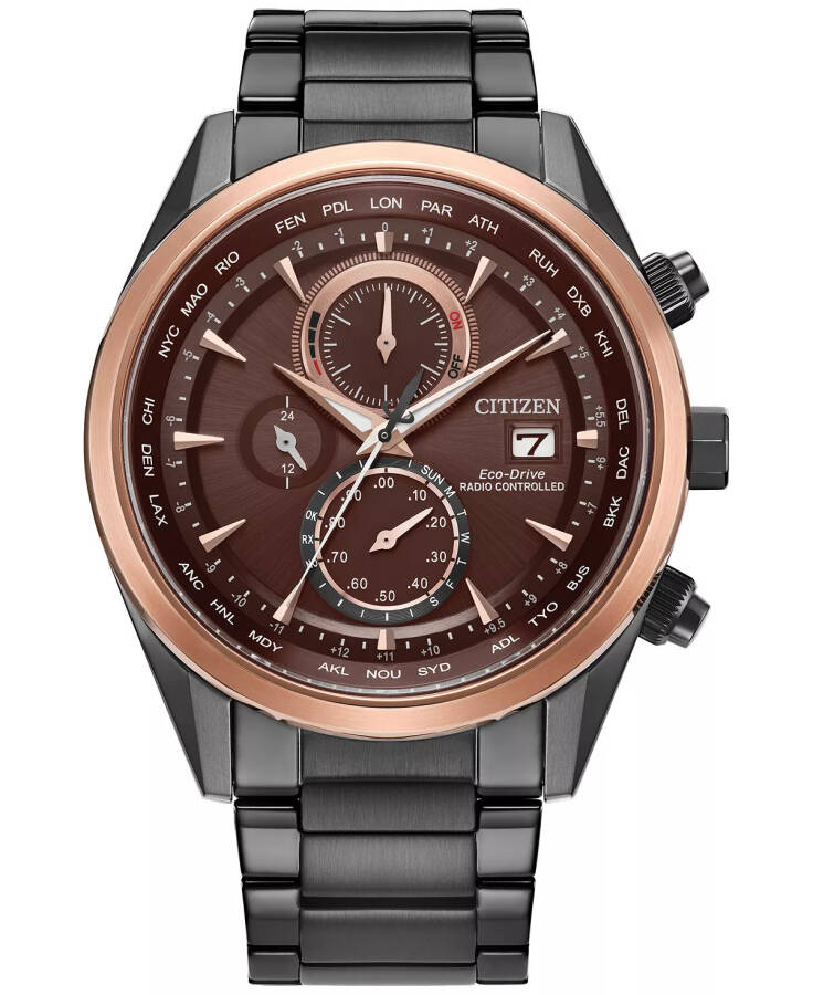 Eco-Drive Erkaklar uchun Xronograf Sport Luxury Radio Control Kulrang Rangli Zanglamaydigan Po'lat Bilaguzuk Soati 43mm Kulrang - 1