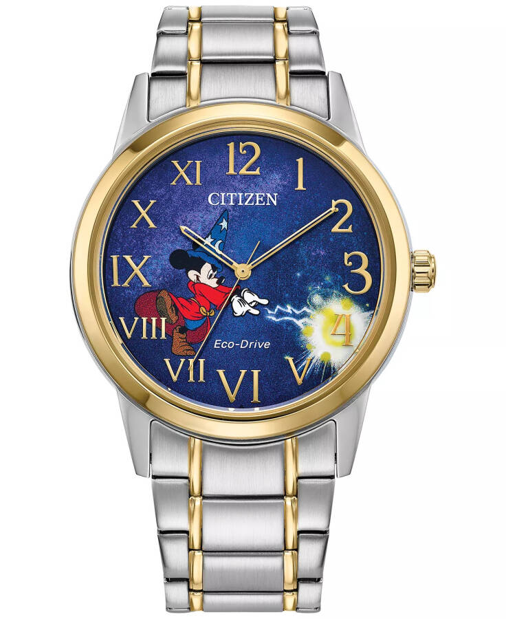 Eco-Drive Erkek Apprentice Sihirbaz Mickey İki Tonlu Paslanmaz Çelik Bileklik Saat 40mm İki Ton - 1