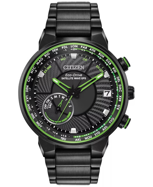 Eco-Drive Erkekler Uydu Dalga GPS Siyah Tonlu Paslanmaz Çelik Bileklik Saat 44mm Siyah - 1