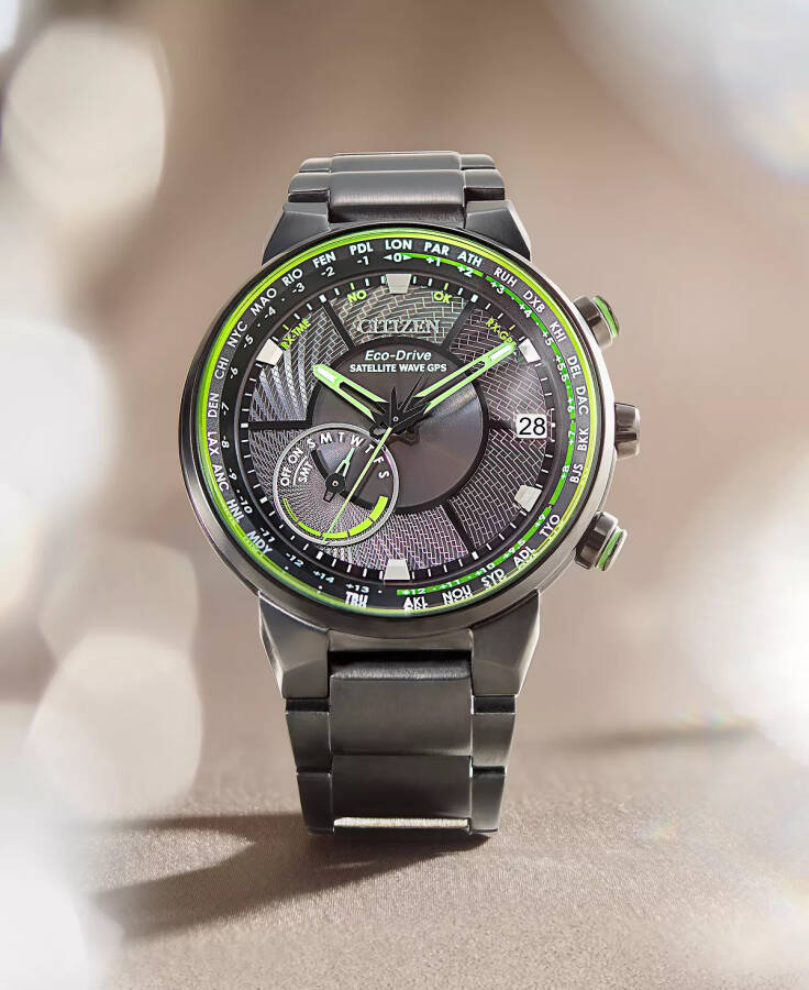 Eco-Drive Erkekler Uydu Dalga GPS Siyah Tonlu Paslanmaz Çelik Bileklik Saat 44mm Siyah - 11