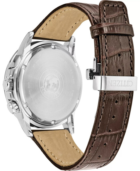 Eco-Drive Men's Calendrier Brown Leather Strap Watch 44mm Brown - 5