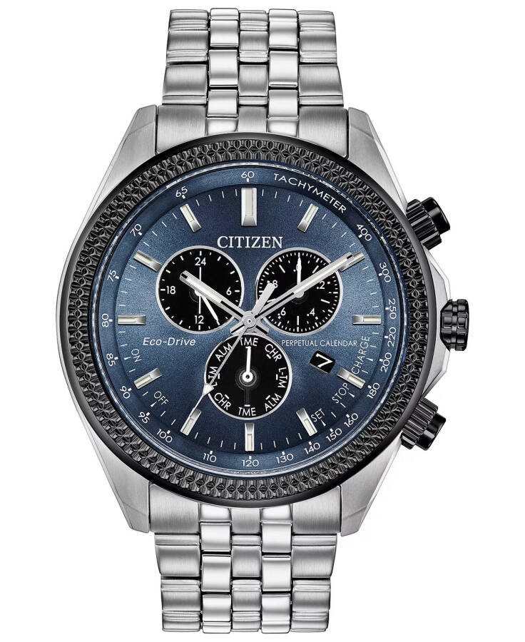 Eco-Drive Men's Chronograph Brycen Stainless Steel Bracelet Watch 44mm Silver - 1