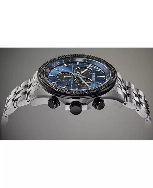 Eco-Drive Men's Chronograph Brycen Stainless Steel Bracelet Watch 44mm Silver - 3