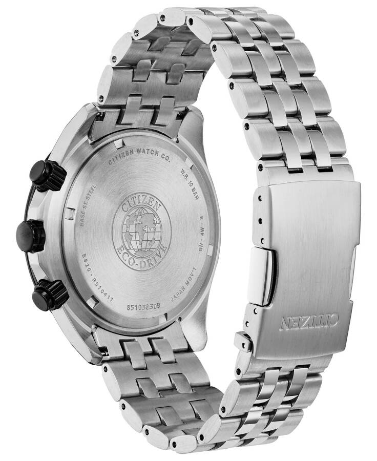 Eco-Drive Men's Chronograph Brycen Stainless Steel Bracelet Watch 44mm Silver - 5