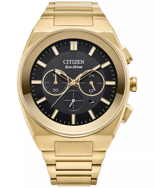 Eco-Drive Men's Chronograph Modern Axiom Gold-Tone Stainless Steel Bracelet Watch 43mm Gold-tone - 1